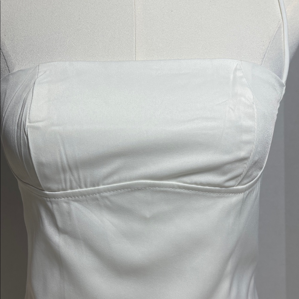NWOT White Structured Satin Sheen Crop Spaghetti Strap Cami Top – Size Small - Picture 11 of 16